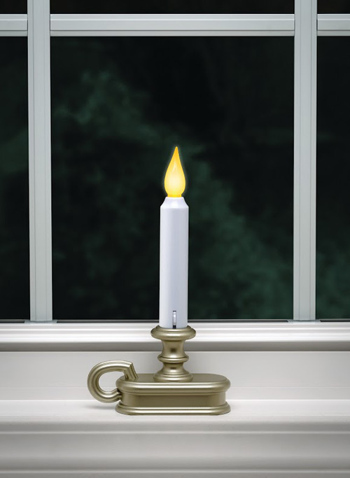 Battery Operated Window Sil Candle Pewter Flicker And Steady On Buy Now