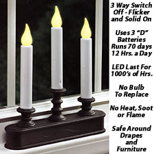 Three Tier Battery Window Candle Aged Bronze