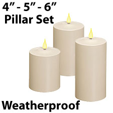 Outdoor Weatherproof Set of 3 - 4, 5 & 6 Inch Timer Candles