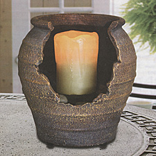 Battery Operated LED Candle Pottery Fountain - additional view