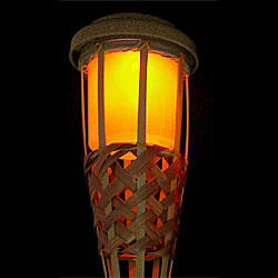 Solar Powered Wicker Tiki Torch - Automatic On / Off - additional view