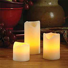 2 Inch Diameter Melted Edge Flicker Candle - Set of 3