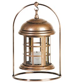 Round Lantern With Copper Finish - Battery Powered