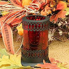 6 Inch Red Glass Hurricane Tealight Holder