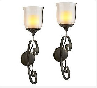 Set of 2 Windsor Sconce - Flameless 4 Inch Wax Pillar with 5 Hour Timer - Buy Now