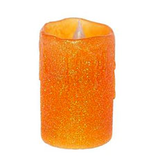 Beaded Orange Battery Operated 3 x 2 Candle