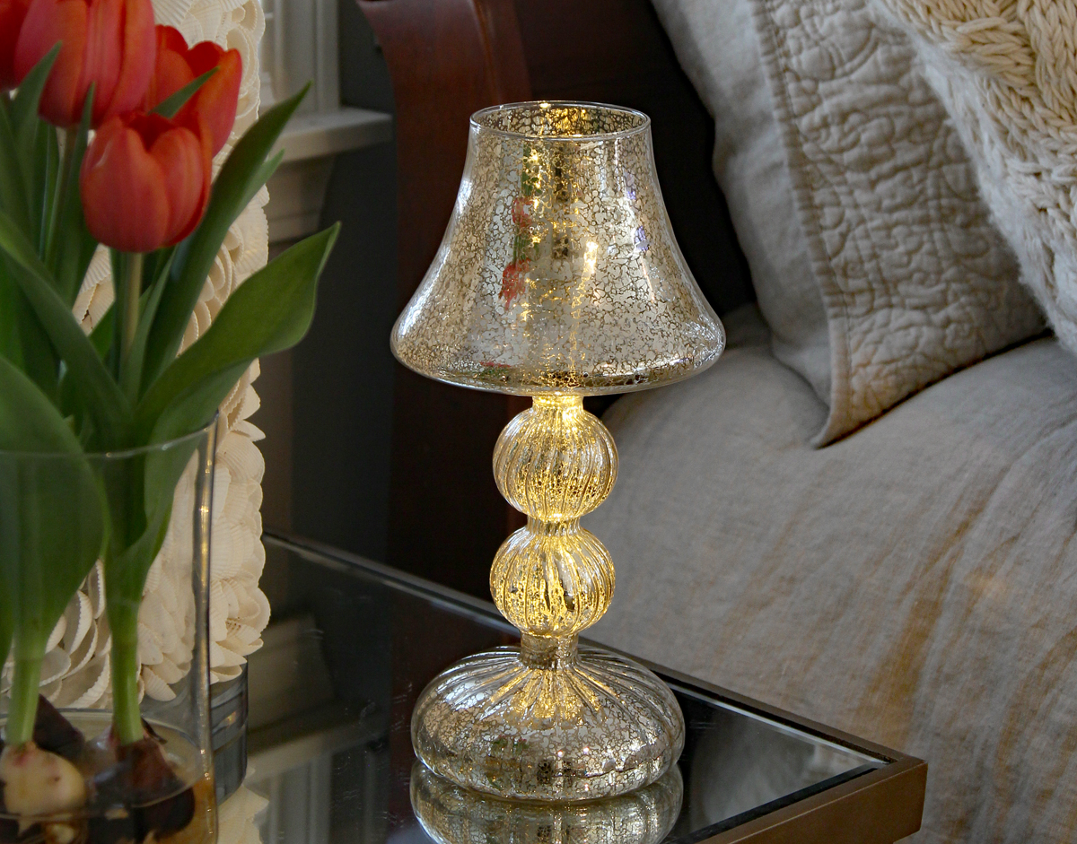 Silver Mercury Glass Tabletop Light 11.5 Inch Battery Operated Buy Now