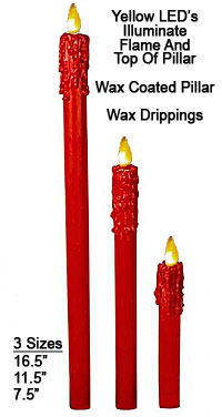 Yellow Flame 16.5 Inch Red Dinner Candles - Set of 2 - additional view