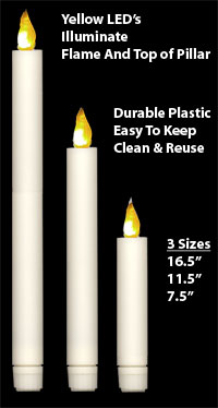 Durable Yellow Flame 7.5 inch Dinner Taper Candle - Set of 2 - additional view