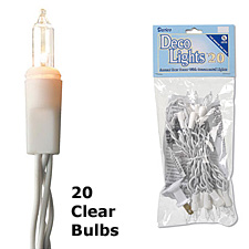 20 Electric String Lights - Clear Bulb - White Wire