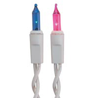 35 Electric String Lights - Pink and Blue Bulb - White Wire