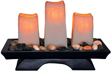 3 Tier Battery Operated Candle on Black Oriental Pedestal