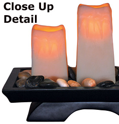 3 Tier Battery Operated Candle on Black Oriental Pedestal - additional view