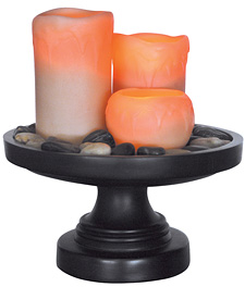 3 Tier Battery Operated Candles on Black Round Pedestal