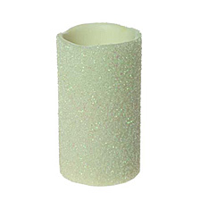 Beaded White Battery Operated Pillar Candle 3 x 5 Inch