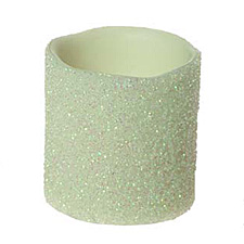 Beaded White Battery Operated Pillar Candle 3 x 3 Inch