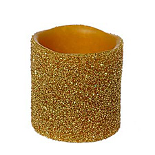 Beaded Gold Battery Operated Pillar Candle 3 x 3 Inch