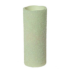 Beaded White Battery Operated Pillar Candle 3 x 7.5 Inch