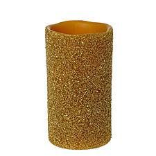 Beaded Gold Battery Operated Pillar Candle 4 x 7 Inch