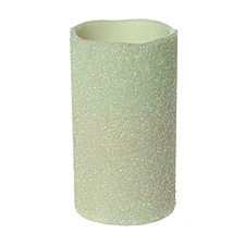 Beaded White Battery Operated Pillar Candle 4 x 7 Inch