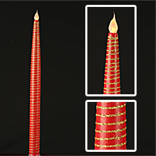 Beaded Red Spiral 12 Inch Taper Candle