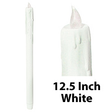 Battery Operated 12.5 Inch White Flickering Taper Candle