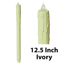 Battery Operated 12.5 Inch Ivory Flickering Taper Candle