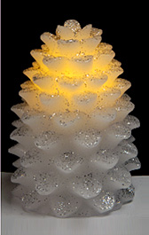 Wax Pinecone Candle with Silver Glitter Automatic Timer - additional view