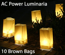 Electric Luminarias Set of 10 with Brown Bags