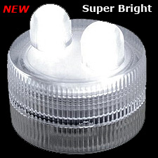 Bright White Waterproof Tea Light  2 LEDs - Box Of 10