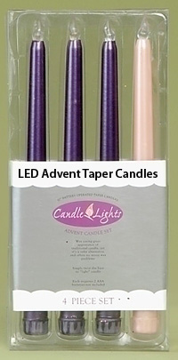 Advent LED Taper Candle Set - 3 Purple - 1 Pink