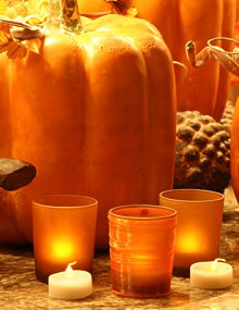 Battery Powered LED Glass Votive Amber (Set Of 3)