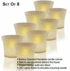 Flickering Battery Operated Votive Cups Set of 8