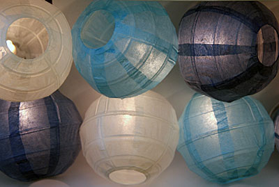 White and Blue Globe Electric String Light - 10 Lanterns