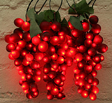 Prelit Red Grape Sting Lights - Deluxe Three Cluster