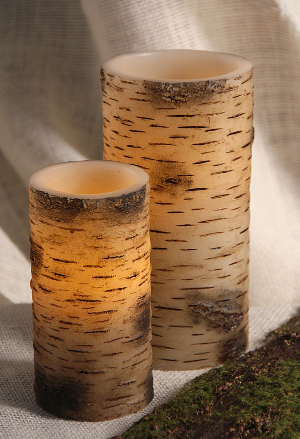Unscented Birch Bark LED Battery Operated 3 x 6 Candle