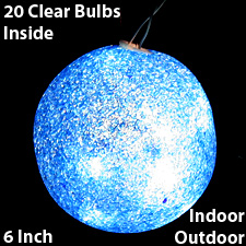 Crackle Look Lighted BLUE Hanging Ornament