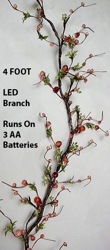 LED Branch Amber and Brown Beads Battery Operated - additional view