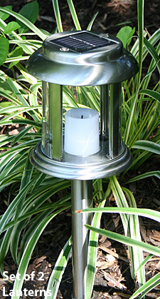 Set of 2 Solar Flickering Candle Lanterns - Round