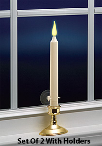 Set of 2 Ivory Battery Operated Candles 9 Inch
