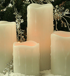 Christmas Candles Set of 4 White Unscented - Timer
