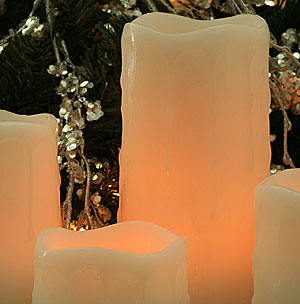 Christmas Candles Set of 4 White Unscented - Timer