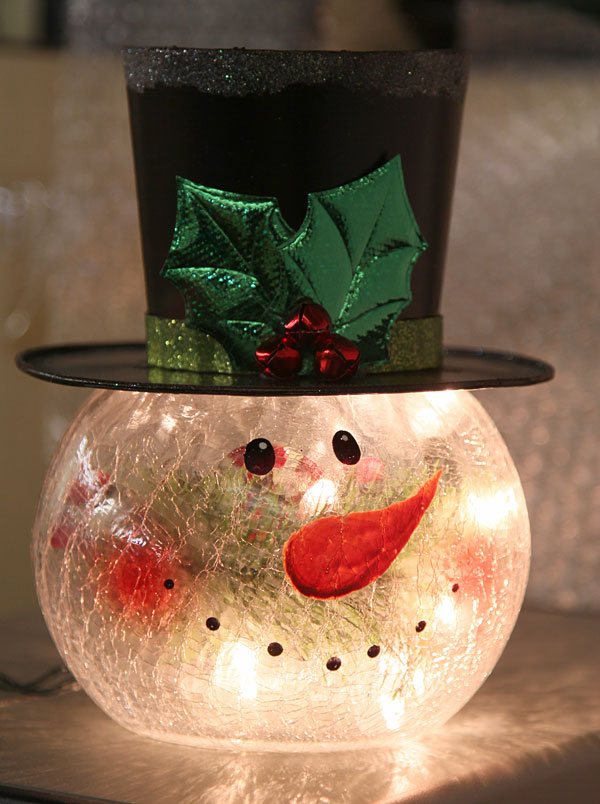 Lighted Crackle Glass Snowman 8 Inch Electric Buy Now