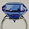 Giant Blue Glass Diamond Ring w/ Silver Band Set-12