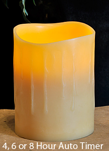 Real Wax Beeswax Drip 3 x 4.5 Inch Candle with Timer