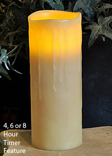 Real Wax Beeswax Drip 3 x 8 Inch Candle with Timer