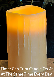 Real Wax Beeswax Drip 4 x 6 Inch Candle with Timer