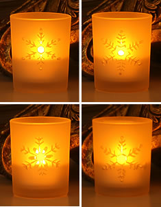 Etched Snowflake Frosted Glass Votive (Set of 12)
