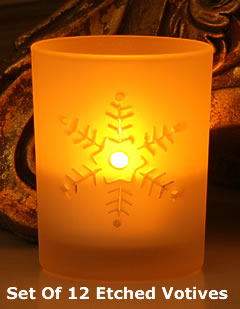 Etched Snowflake Frosted Glass Votive (Set of 12) - additional view
