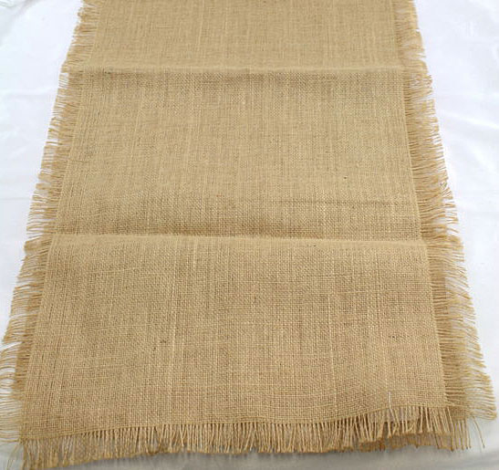Burlap Table Runner Fringe Edge 14 x 72 Inch Natural Jute Buy Now